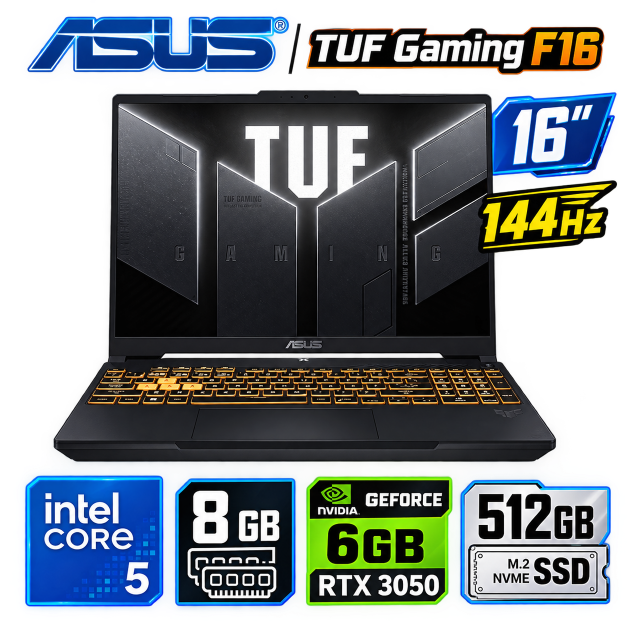 Tuf F16 Fx607v/corei5 210h/ram 8 Gb/ssd 512gb/rtx 3050 6 Gb/16"" Fhd 144hz/w11